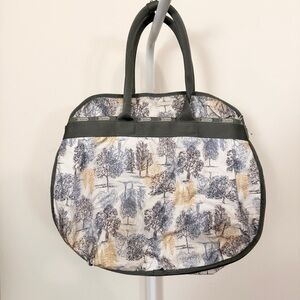 Lesportsac Blue Gray Yellow Tree Print Tote